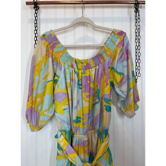 City Chic Eileen Off The Shoulder Dress In Multi Belted Mini Plus Size 16 - Picture 3 of 8